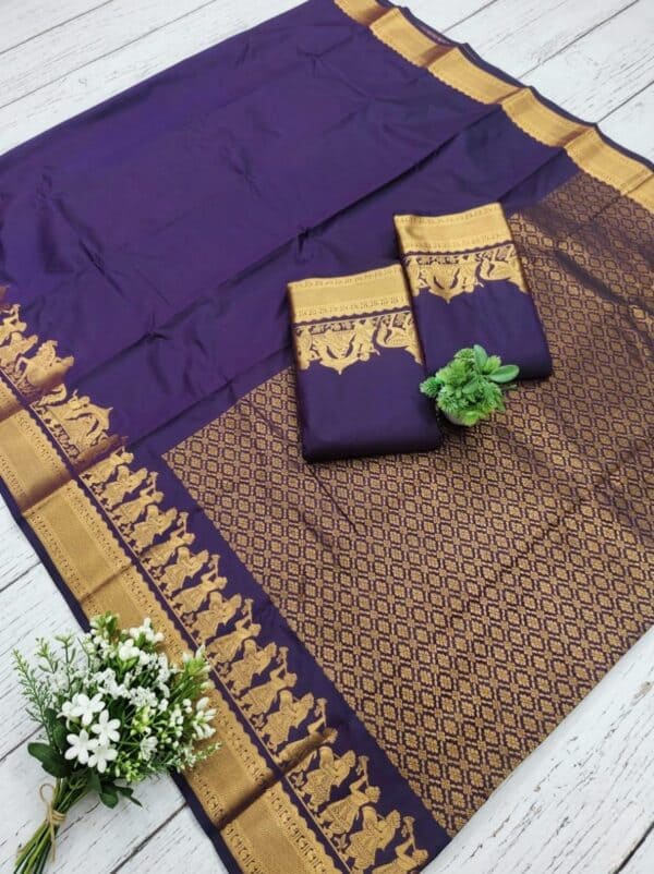 Kanchipuram Double Side Pallaku Design Soft Silk Saree