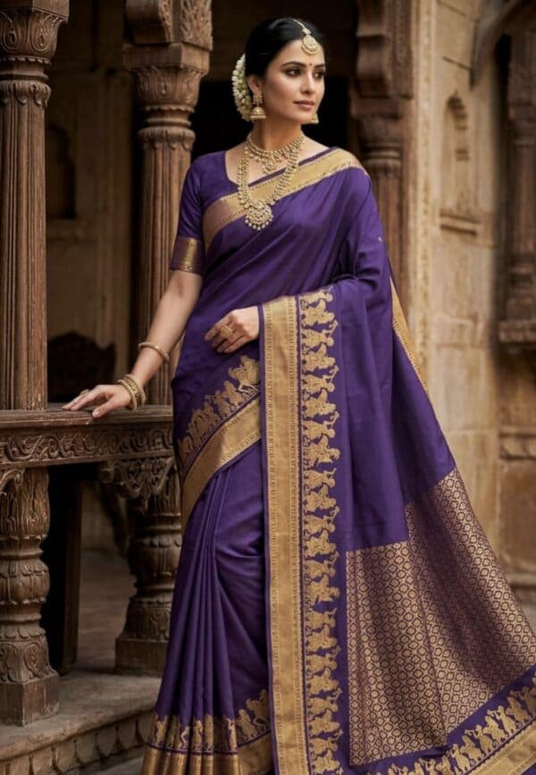 Kanchipuram Double Side Pallaku Design Soft Silk Saree
