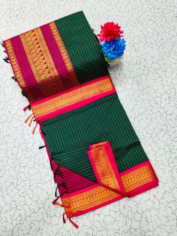 Kalyani Cotton Checked Saree | Lata Gadwal Paithani Style Saree