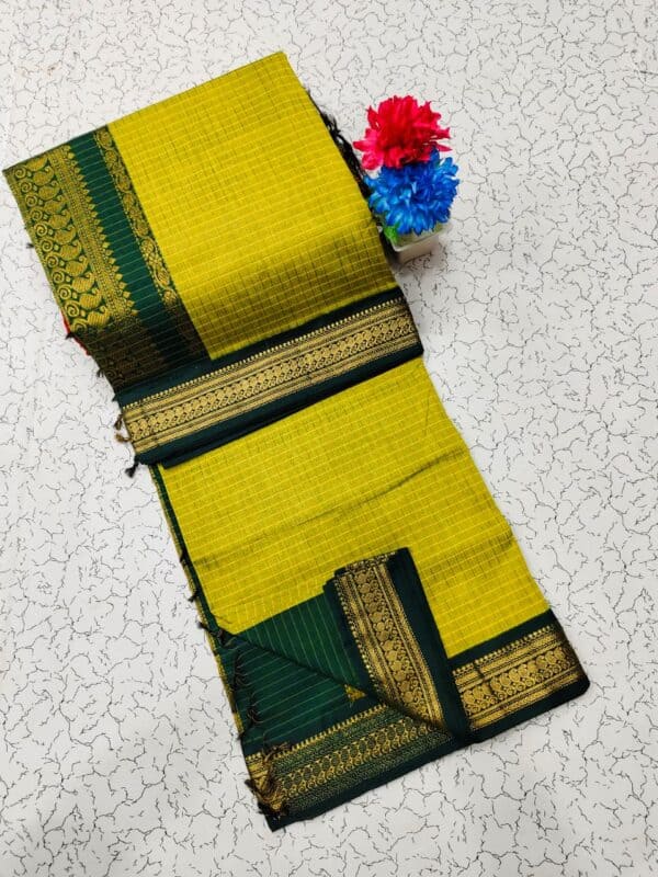 Kalyani Cotton Checked Saree | Lata Gadwal Paithani Style Saree