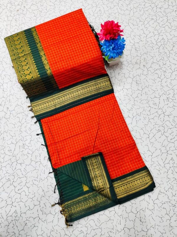 Kalyani Cotton Checked Saree | Lata Gadwal Paithani Style Saree