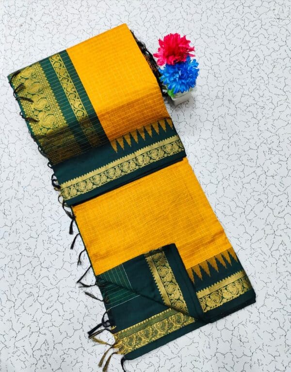 Kalyani Cotton Checked Saree | Lata Gadwal Paithani Style Saree