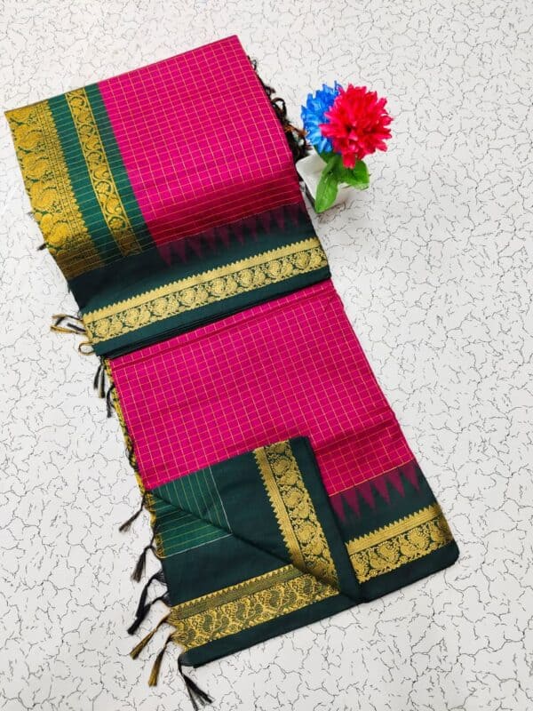 Kalyani Cotton Checked Saree | Lata Gadwal Paithani Style Saree