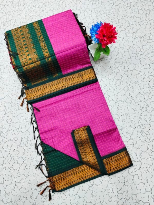 Kalyani Cotton Checked Saree | Lata Gadwal Paithani Style Saree