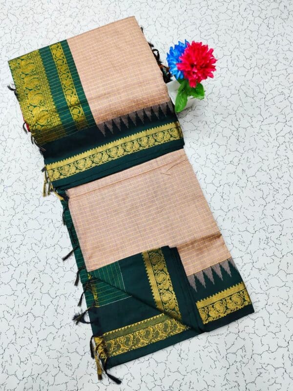 Kalyani Cotton Checked Saree | Lata Gadwal Paithani Style Saree