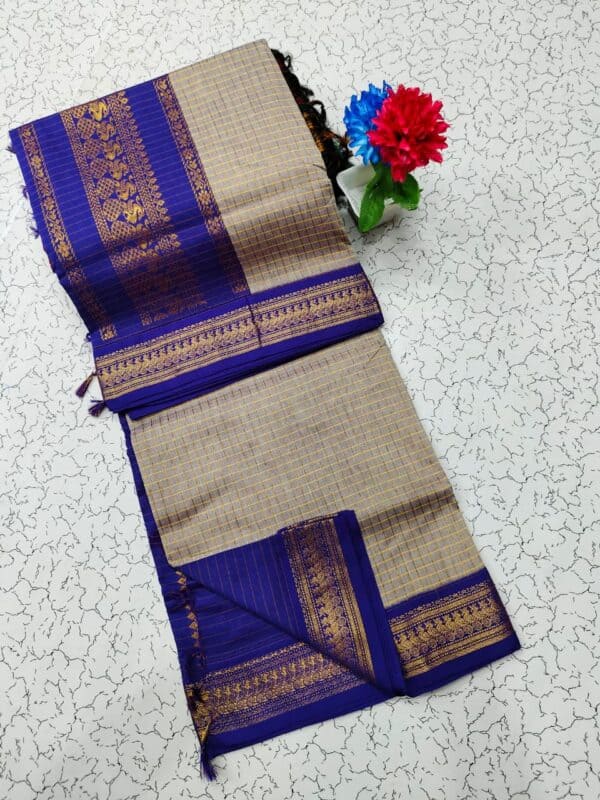 Kalyani Cotton Checked Saree | Lata Gadwal Paithani Style Saree
