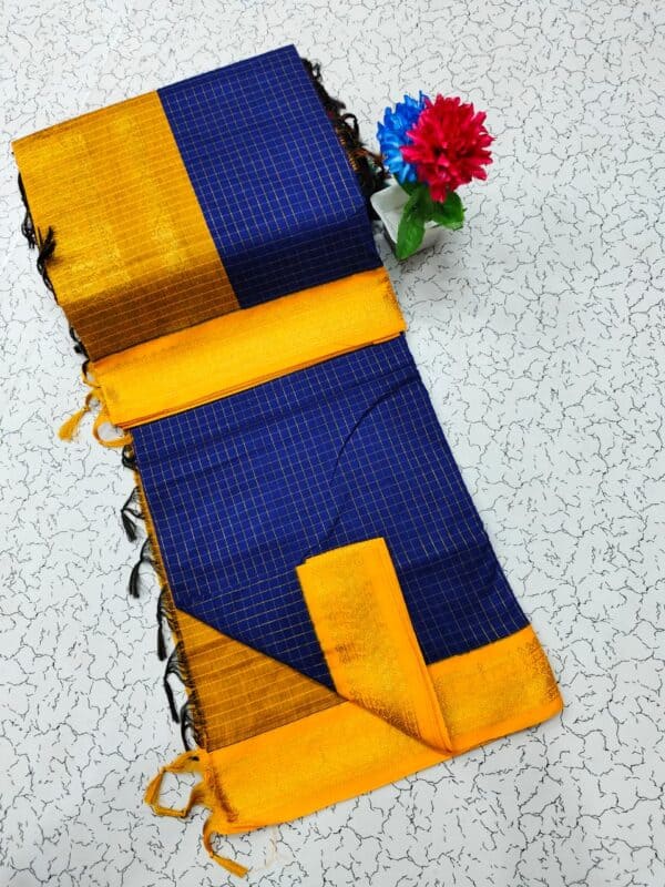 Kalyani Cotton Checked Saree | Lata Gadwal Paithani Style Saree
