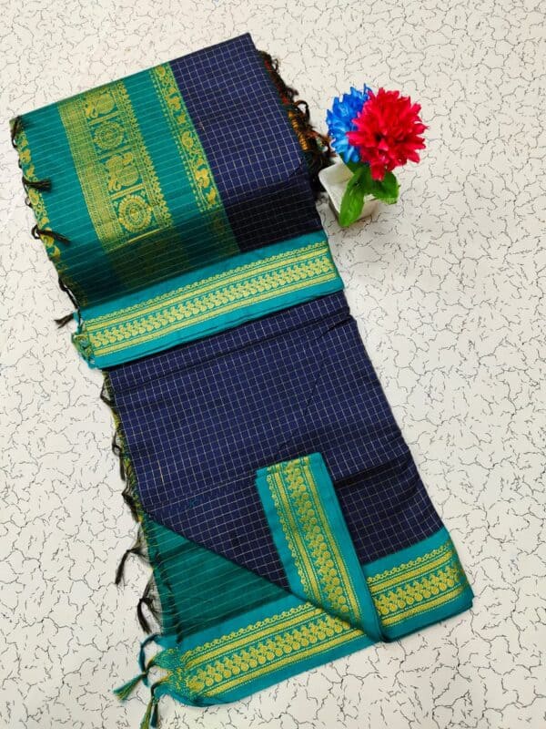 Kalyani Cotton Checked Saree | Lata Gadwal Paithani Style Saree