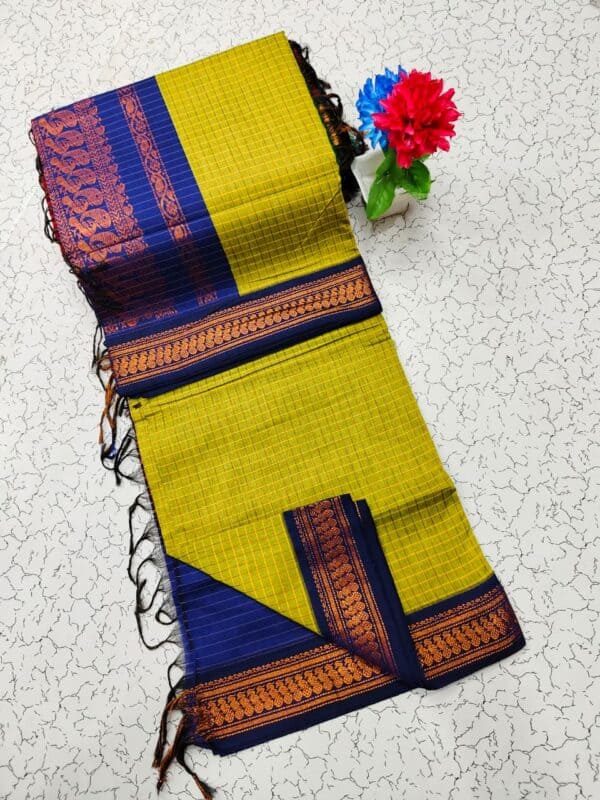 Kalyani Cotton Checked Saree | Lata Gadwal Paithani Style Saree