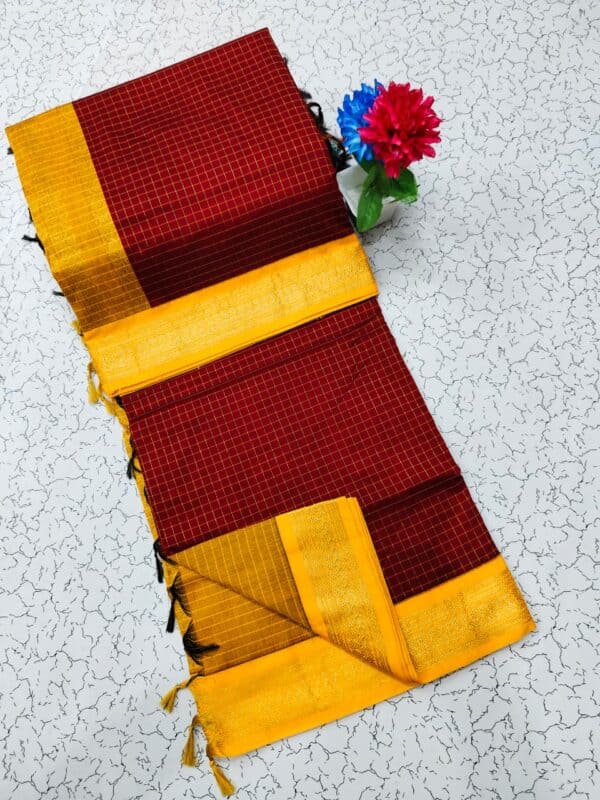 Kalyani Cotton Checked Saree | Lata Gadwal Paithani Style Saree