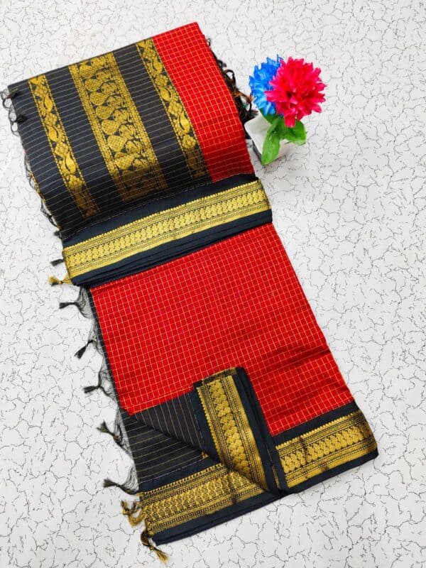 Kalyani Cotton Checked Saree | Lata Gadwal Paithani Style Saree