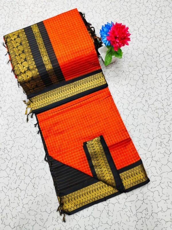 Kalyani Cotton Checked Saree | Lata Gadwal Paithani Style Saree