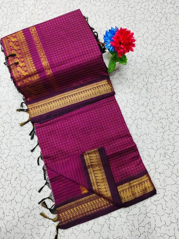 Kalyani Cotton Checked Saree | Lata Gadwal Paithani Style Saree