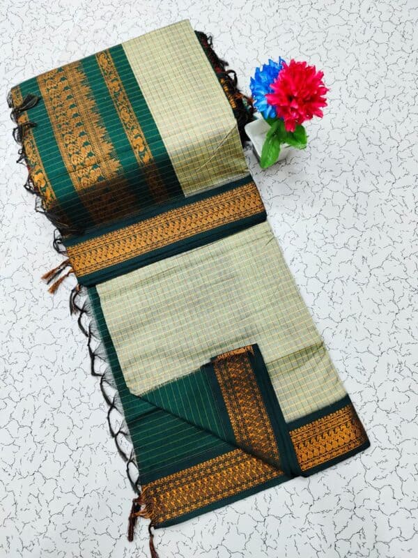 Kalyani Cotton Checked Saree | Lata Gadwal Paithani Style Saree