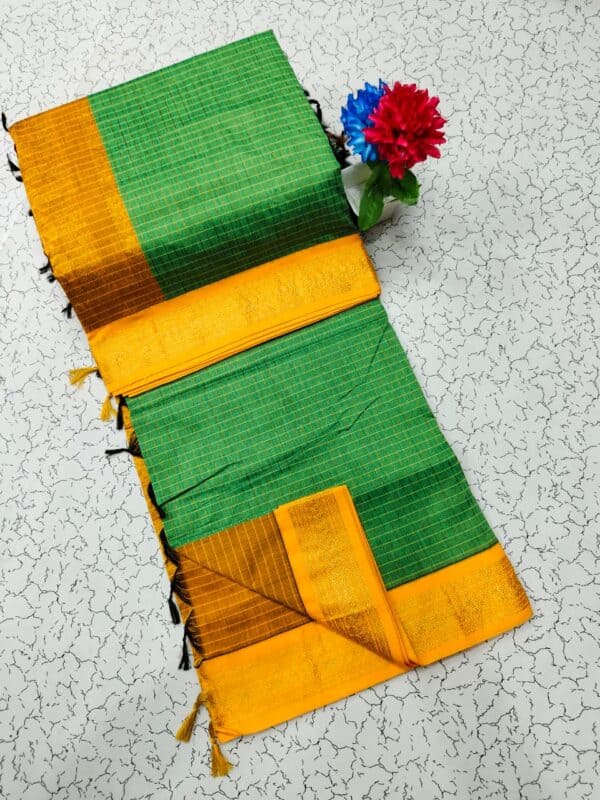Kalyani Cotton Checked Saree | Lata Gadwal Paithani Style Saree