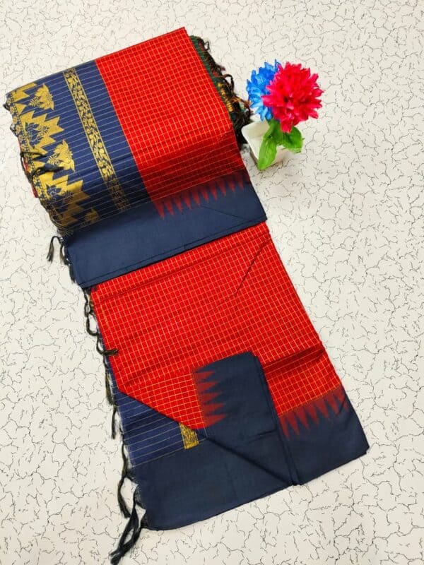 Kalyani Cotton Checked Saree | Lata Gadwal Paithani Style Saree
