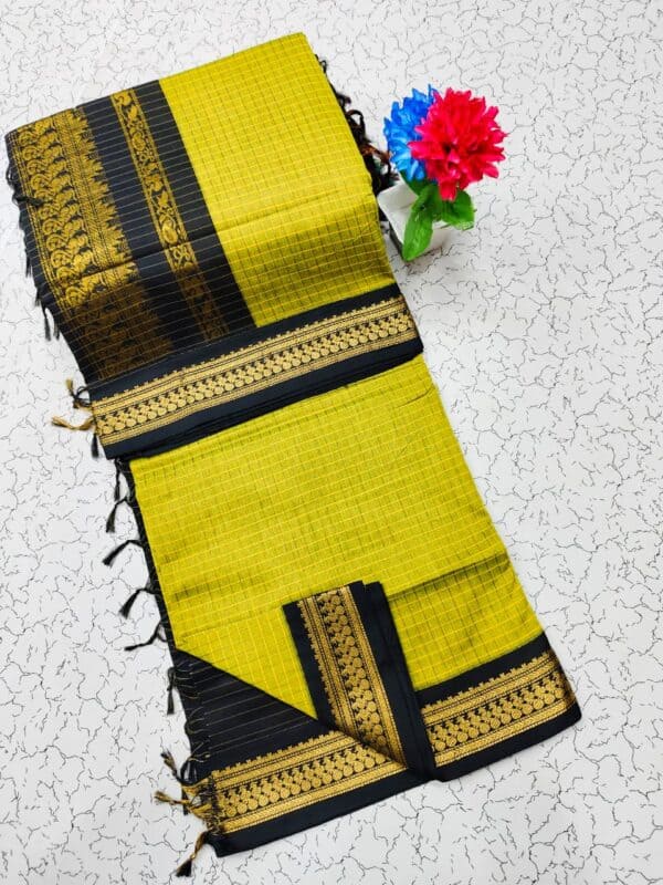 Kalyani Cotton Checked Saree | Lata Gadwal Paithani Style Saree