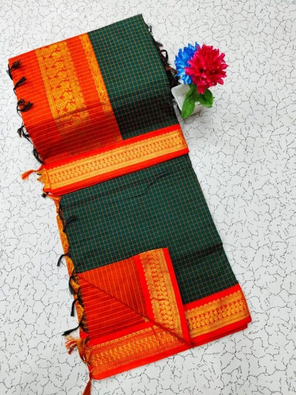 Kalyani Cotton Checked Saree | Lata Gadwal Paithani Style Saree