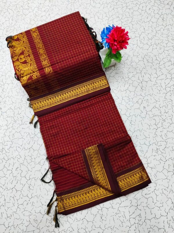 Kalyani Cotton Checked Saree | Lata Gadwal Paithani Style Saree