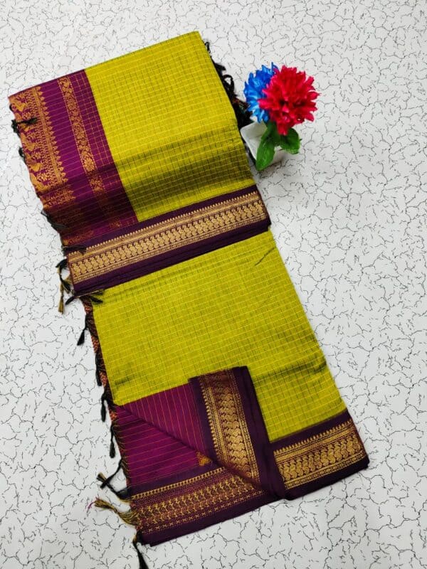 Kalyani Cotton Checked Saree | Lata Gadwal Paithani Style Saree
