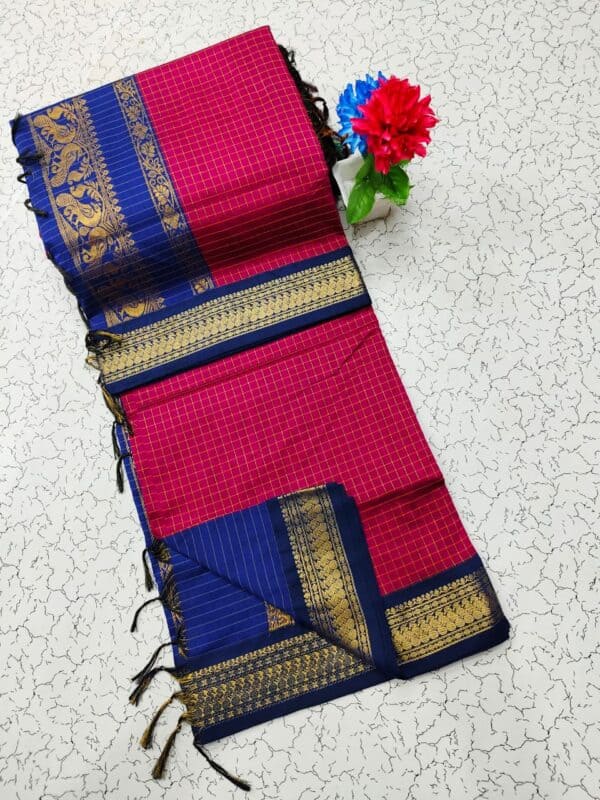 Kalyani Cotton Checked Saree | Lata Gadwal Paithani Style Saree