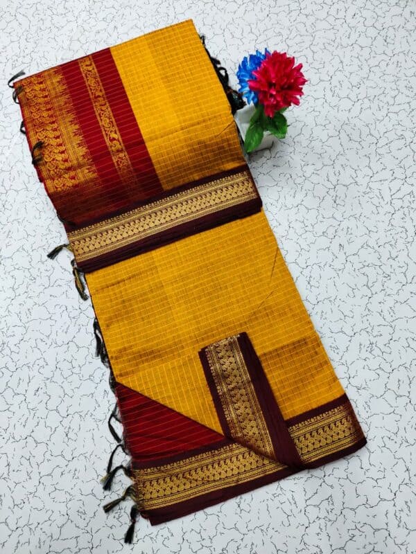 Kalyani Cotton Checked Saree | Lata Gadwal Paithani Style Saree