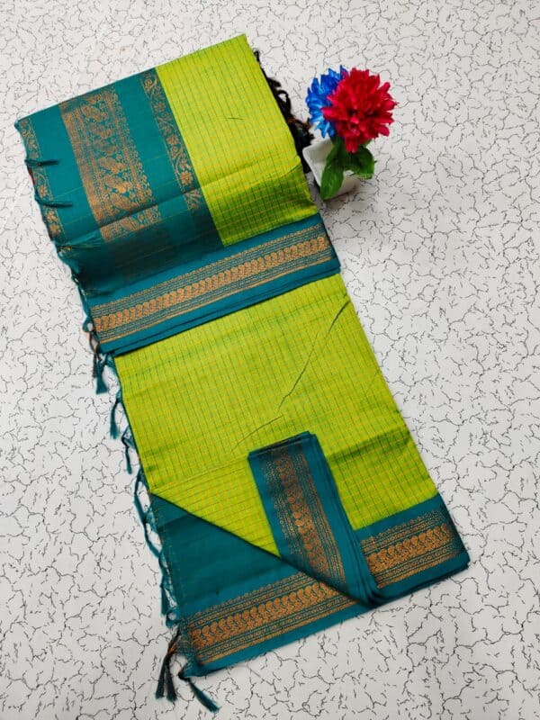Kalyani Cotton Checked Saree | Lata Gadwal Paithani Style Saree