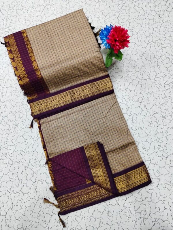 Kalyani Cotton Checked Saree | Lata Gadwal Paithani Style Saree