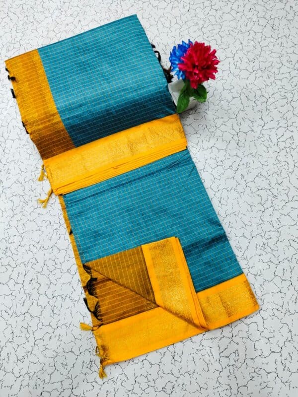 Kalyani Cotton Checked Saree | Lata Gadwal Paithani Style Saree