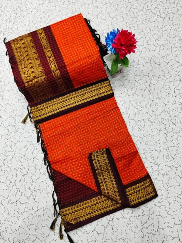 Kalyani Cotton Checked Saree | Lata Gadwal Paithani Style Saree