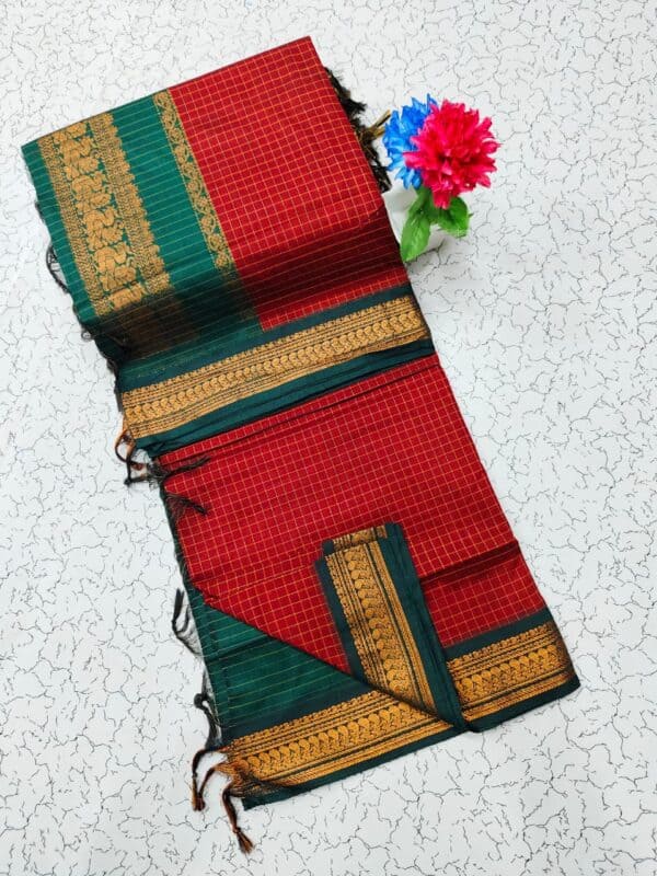 Kalyani Cotton Checked Saree | Lata Gadwal Paithani Style Saree