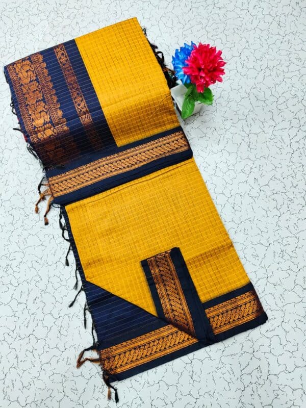 Kalyani Cotton Checked Saree | Lata Gadwal Paithani Style Saree