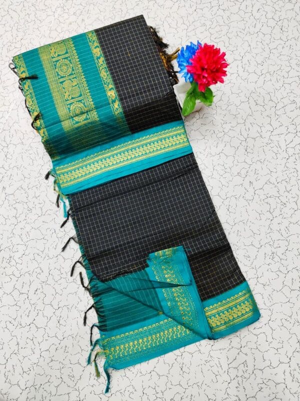 Kalyani Cotton Checked Saree | Lata Gadwal Paithani Style Saree