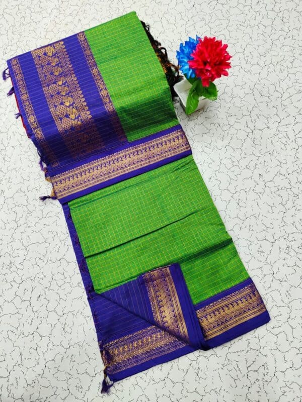 Kalyani Cotton Checked Saree | Lata Gadwal Paithani Style Saree