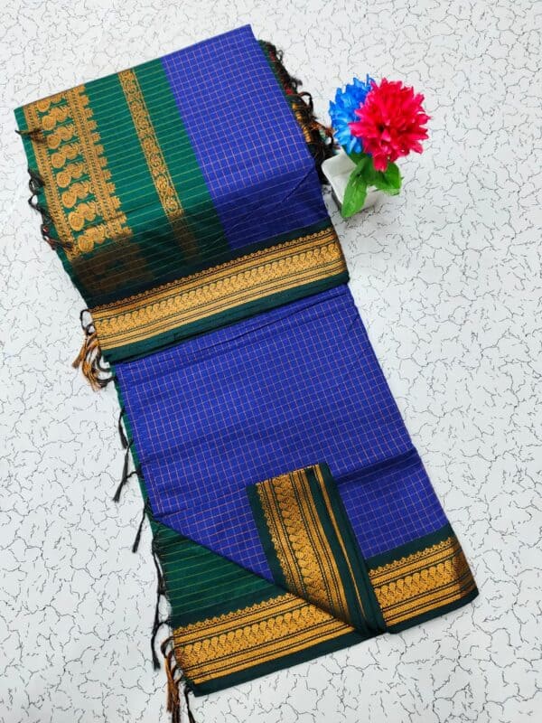 Kalyani Cotton Checked Saree | Lata Gadwal Paithani Style Saree