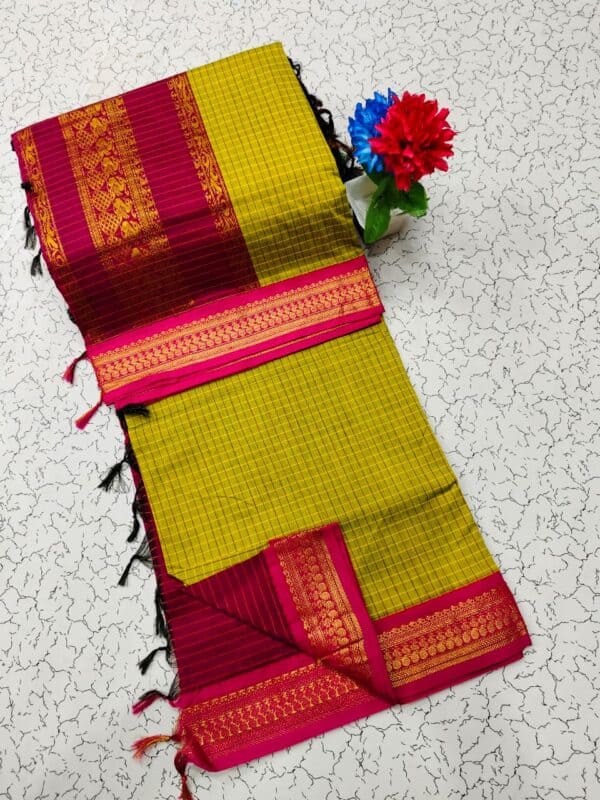 Kalyani Cotton Checked Saree | Lata Gadwal Paithani Style Saree