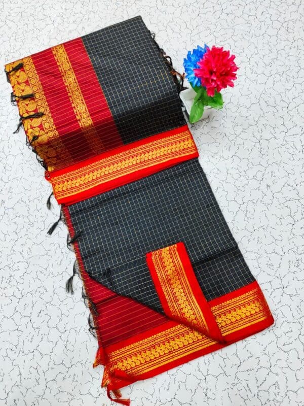 Kalyani Cotton Checked Saree | Lata Gadwal Paithani Style Saree