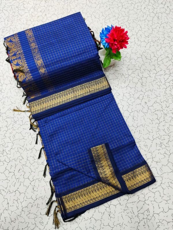 Kalyani Cotton Checked Saree | Lata Gadwal Paithani Style Saree
