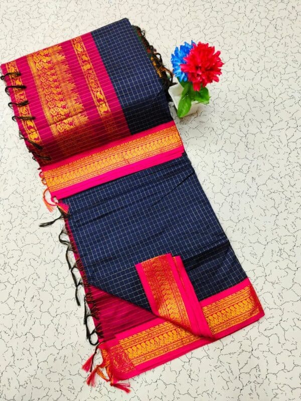 Kalyani Cotton Checked Saree | Lata Gadwal Paithani Style Saree