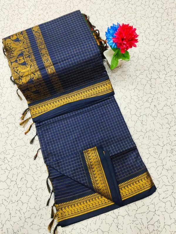 Kalyani Cotton Checked Saree | Lata Gadwal Paithani Style Saree