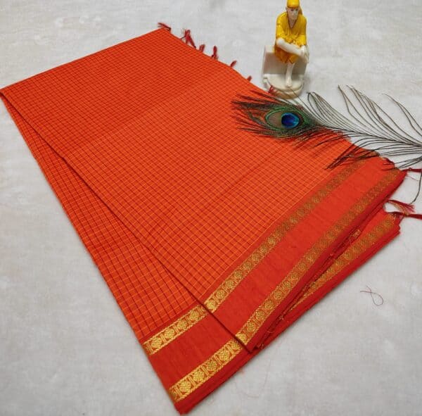 Muthu Kattam Arani Silk Cotton Saree | Checked Sarees