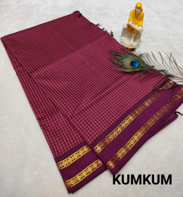 Muthu Kattam Arani Silk Cotton Saree | Checked Sarees