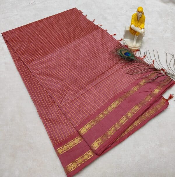 Muthu Kattam Arani Silk Cotton Saree | Checked Sarees