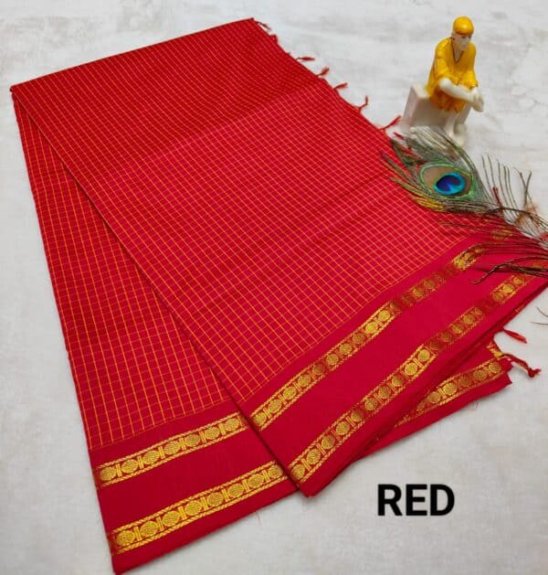 Muthu Kattam Arani Silk Cotton Saree | Checked Sarees