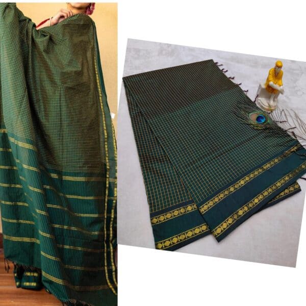 Muthu Kattam Arani Silk Cotton Saree | Checked Sarees