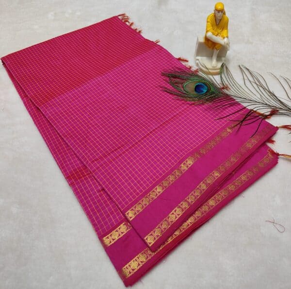 Muthu Kattam Arani Silk Cotton Saree | Checked Sarees