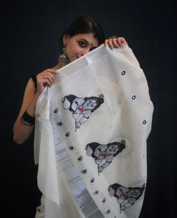 Kerala Cotton Embroidery Sarees | Traditional & Elegant Collection