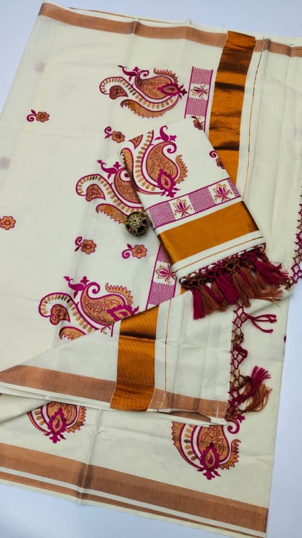 Kerala Cotton Embroidery Sarees | Traditional & Elegant Collection