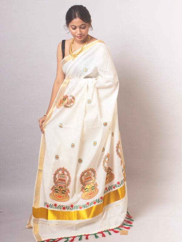Kerala Cotton Embroidery Sarees | Traditional & Elegant Collection