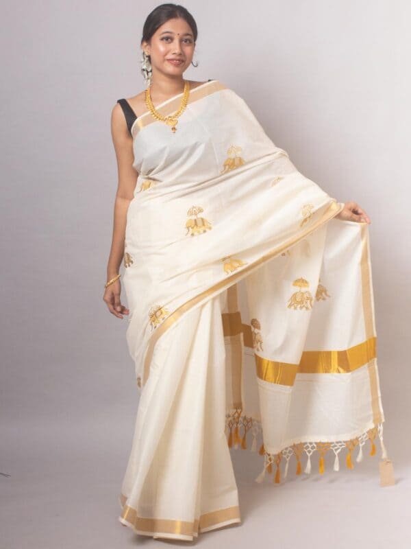 Kerala Cotton Embroidery Sarees | Traditional & Elegant Collection